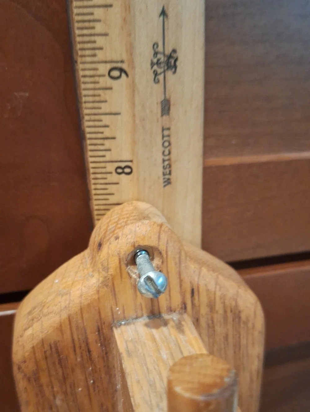 Vtg. Handmade White Wooden Goose Towel Holder with Oak Mount - Home Accents